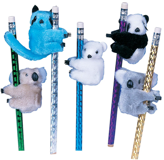 Clip-On Critter Plush Animal Pencil Toppers (Pack of 24)