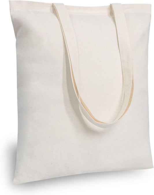 24-Pack Economical 16"x15" Cotton Tote Bags, Lightweight Medium Reusable Grocery Shopping Cloth Bags