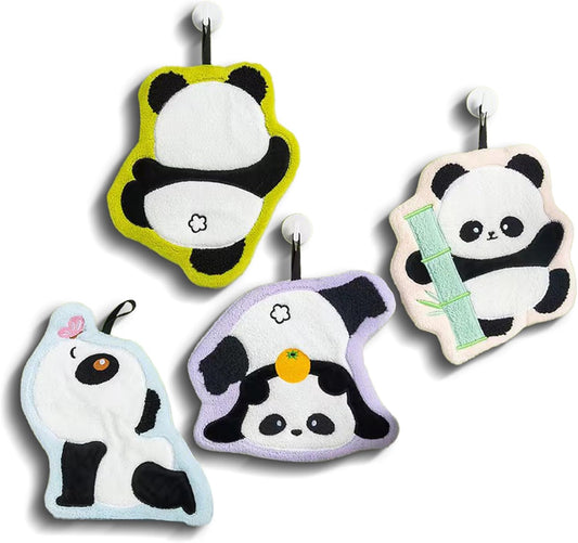 Panda Cartoon Hand Towel Set - Ultra Absorbent-Soft Hanging Hand Towels for Bathroom Kitchen